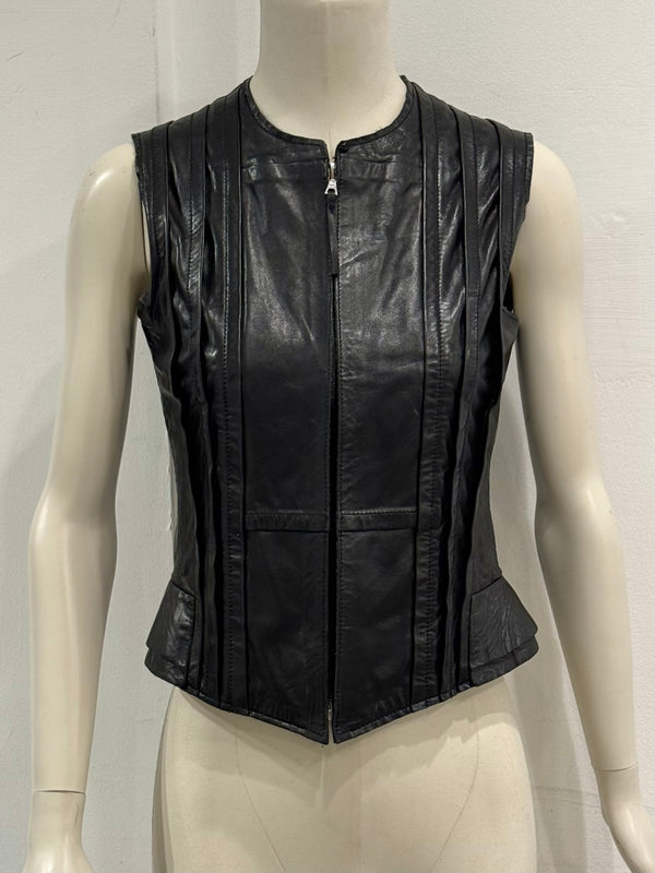 1990s Balenciaga paneled biker leather vest