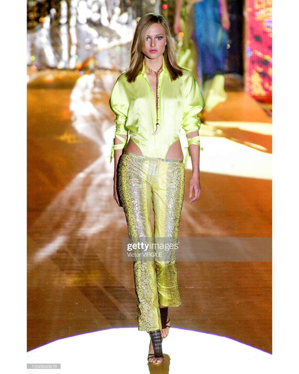 S/S2001 Roberto Cavalli iridescent rainbow snake cropped leather blazer