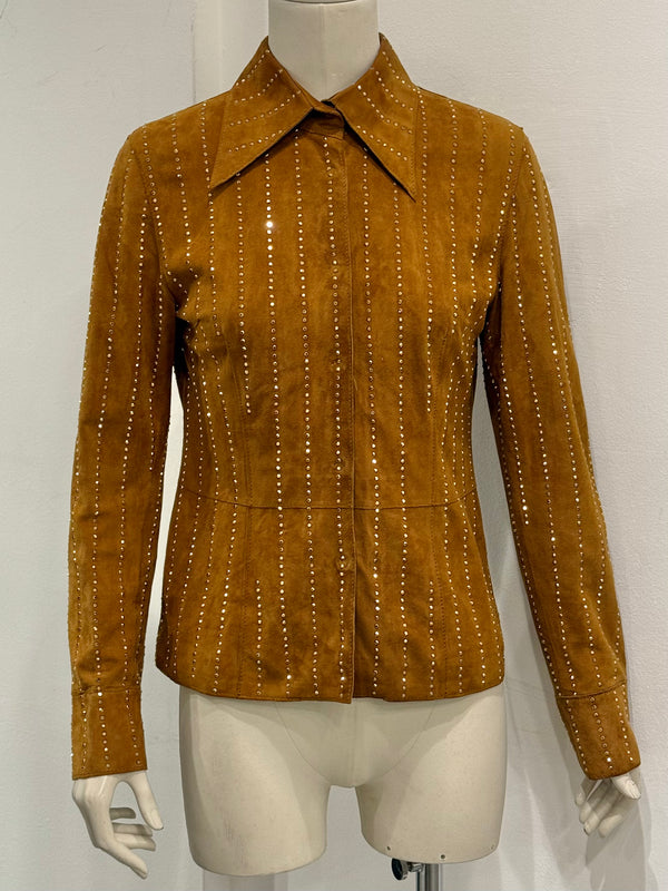 2001 Dolce & Gabbana studded embellished suede leather jacket