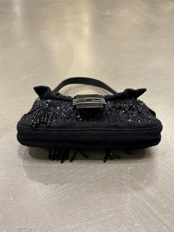 A/W2000 Fendi wool embossed hand-beaded baguette bag