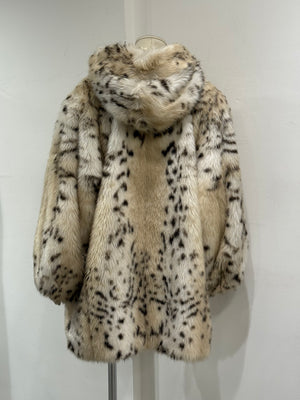 2000s Emporio Armani lynx print faux fur coat