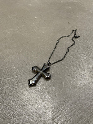 2000s Cavalli gemstone cross necklace