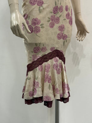 S/S1999 Christian Dior by John Galliano floral silk lace trim dress