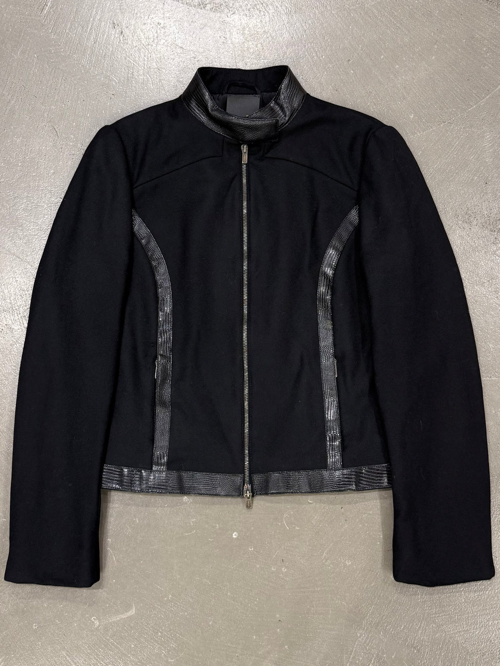 2003 Fendi paneled biker jacket with leather details