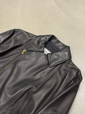 1990s Gianni Versace asymmetric leather biker jacket