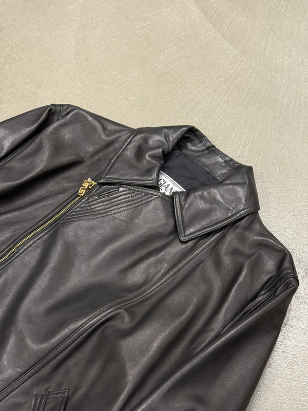 1990s Gianni Versace asymmetric leather biker jacket