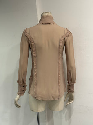 2000s Roberto Cavalli ruffle trim long sleeve shirt