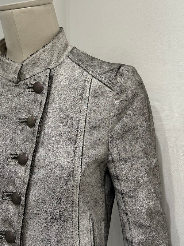 S/S2002 Ann Demeulemeester runway cracked leather Napoleon military jacket