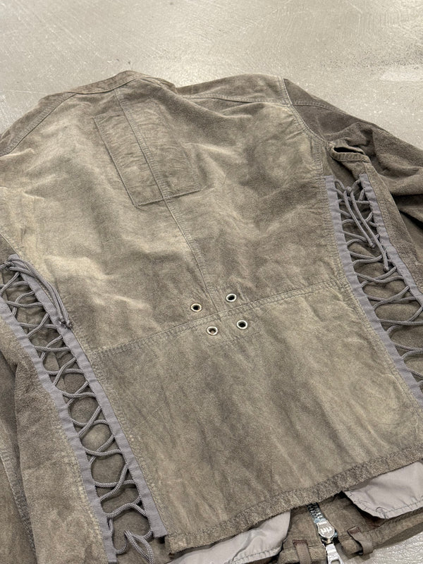 2000s Prada moto lace leather jacket