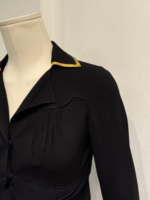 2006 Prada gold trimmed pleated jacket