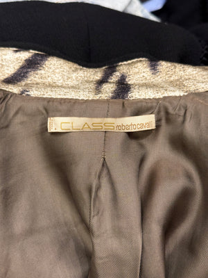 2000s Roberto Cavalli velvet trim cropped military jacket