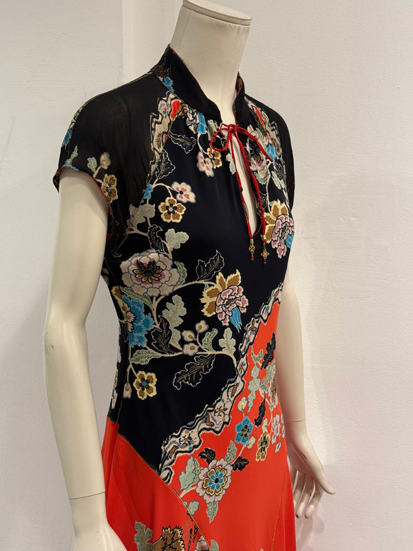 S/S 2003 Roberto Cavalli “chinoiseire” floral print dress