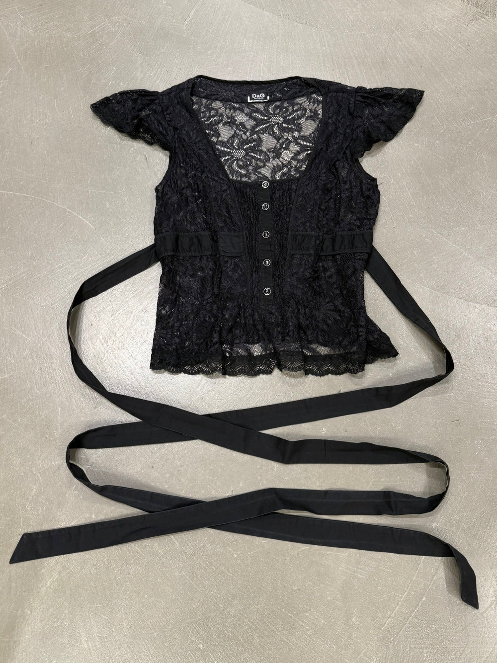 2000s Dolce & Gabbana lace tie-waist corseted top