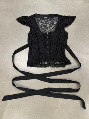 2000s Dolce & Gabbana lace tie-waist corseted top