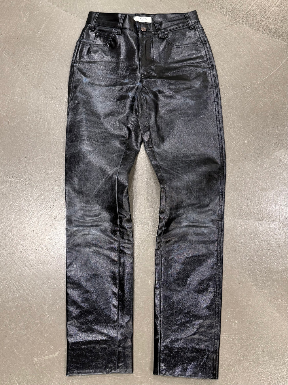 Celine distressed coated jeans