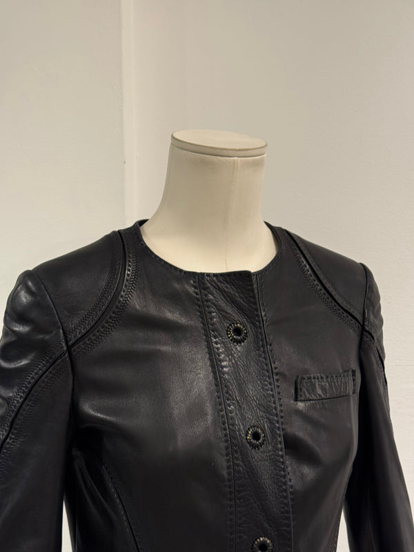 S/S2004 Gucci by Tom Ford collarless panel leather jacket