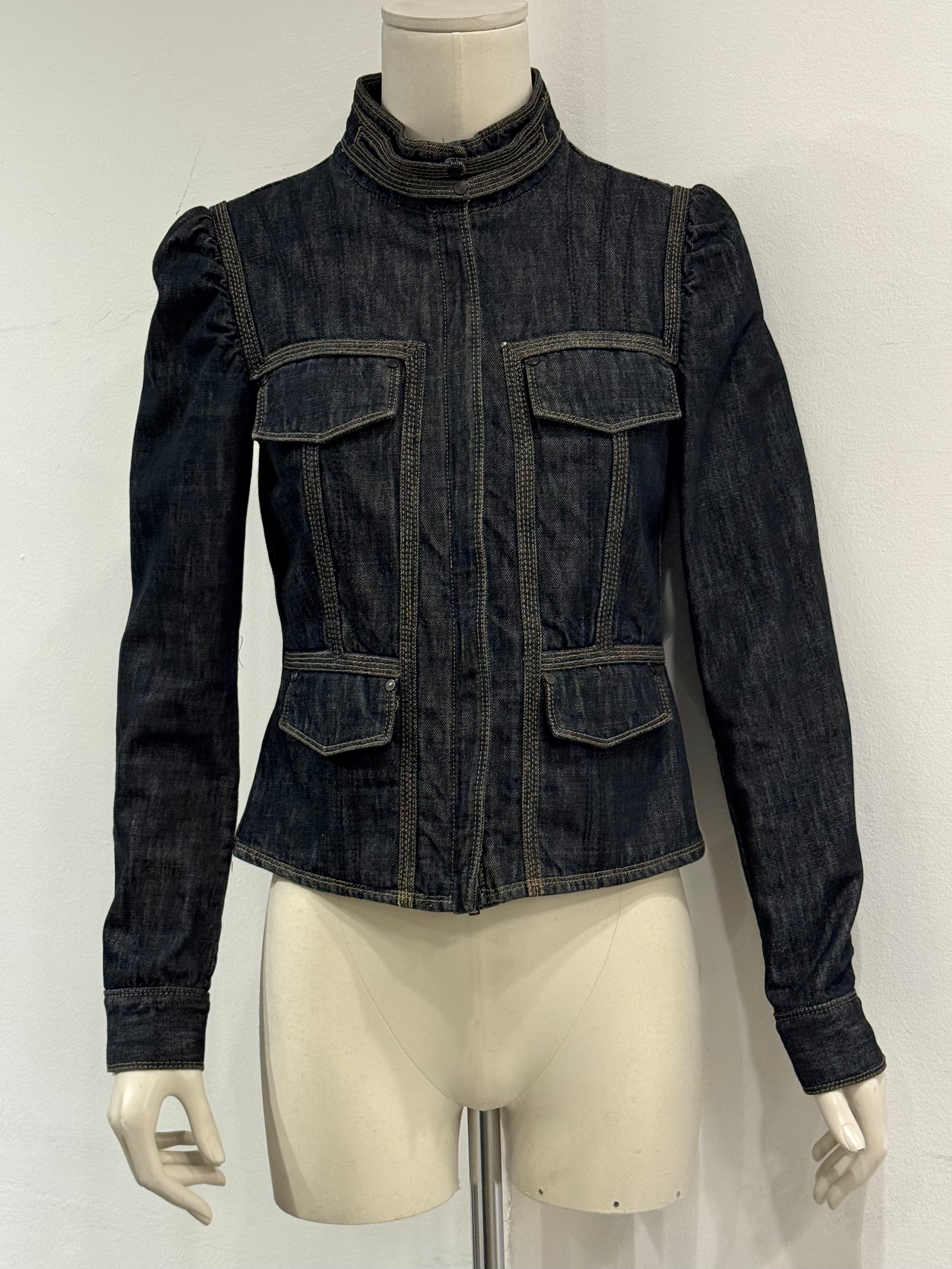 2002 Gucci by Tom Ford military officer denim jacket