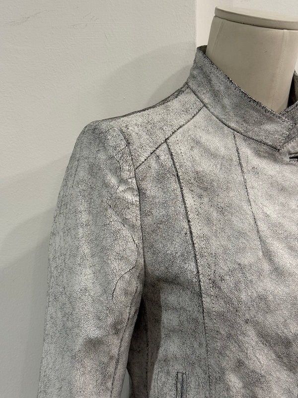 S/S2002 Ann Demeulemeester runway cracked leather napoleon military jacket