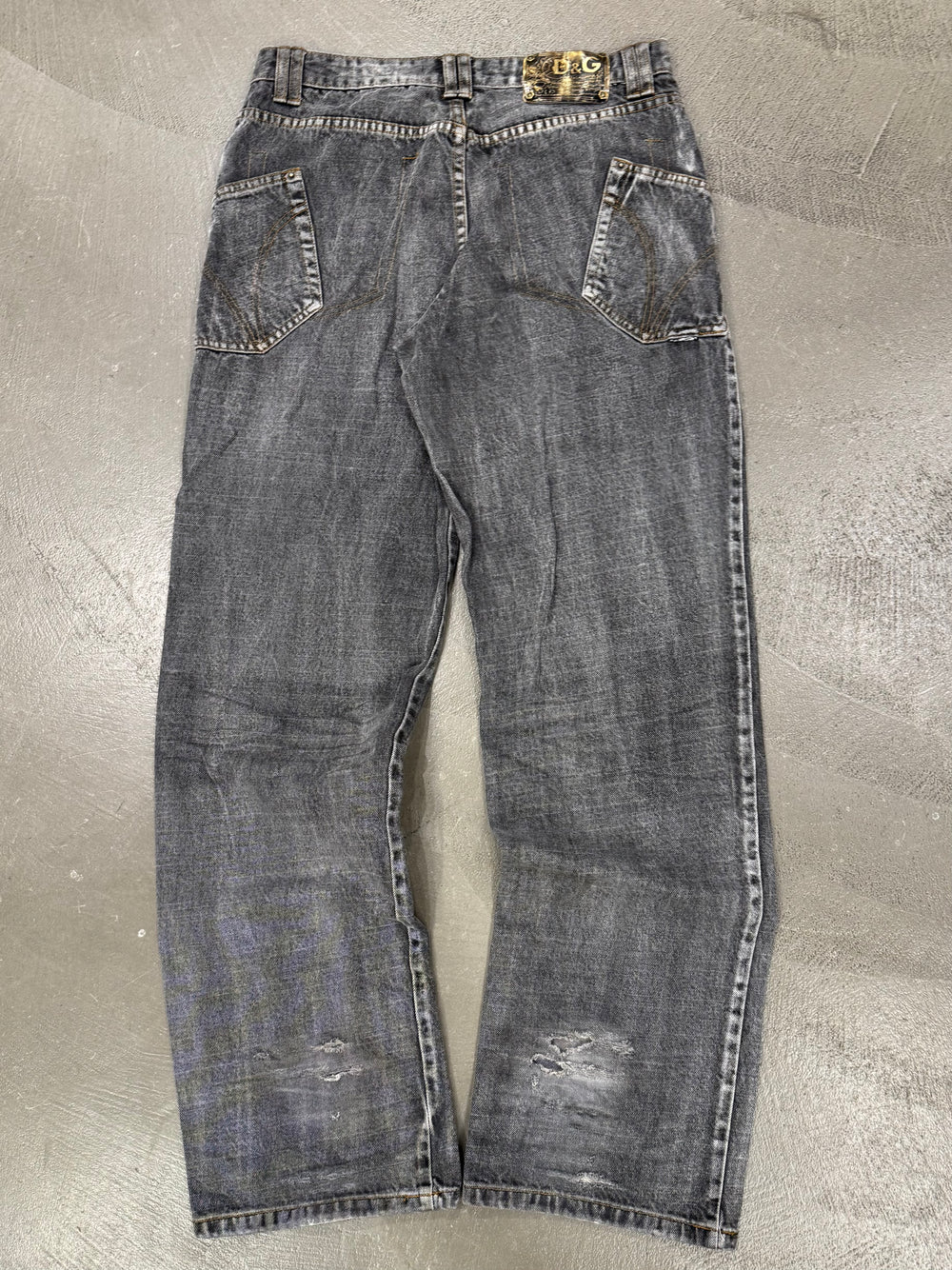 A/W2003 Dolce & Gabbana asymmetrical faded baggy jeans
