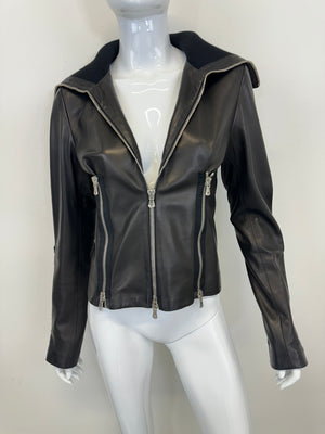 A/W 2003 Dolce & Gabbana full zipper high neck leather jacket