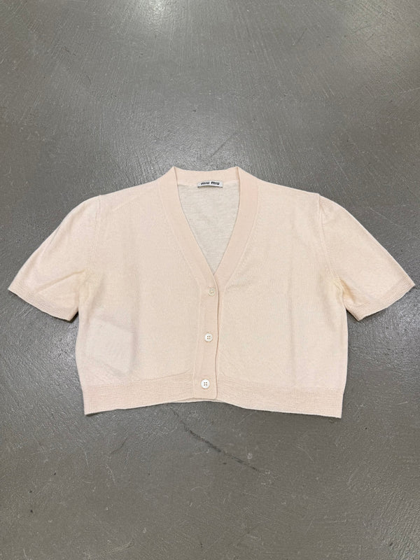 2011 Miu Miu short sleeve sheer cropped cardigan