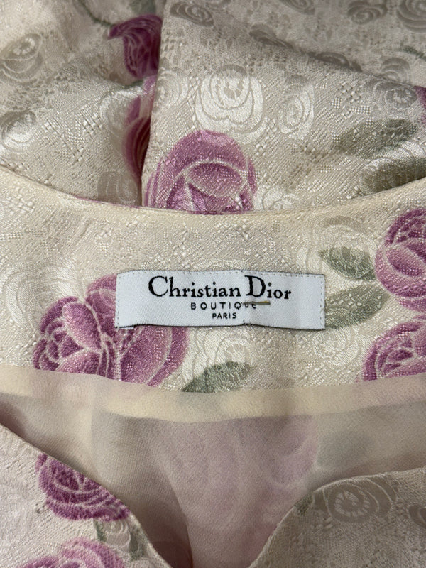 S/S1999 Christian Dior by John Galliano floral silk lace trim dress
