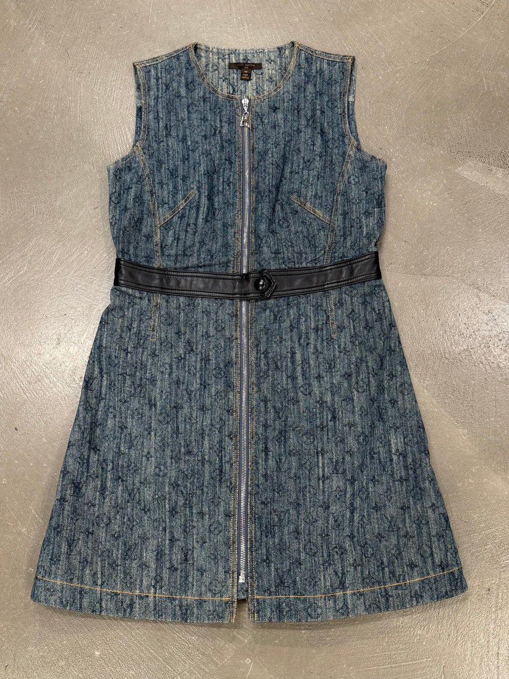 2010s Louis Vuitton monogram midi denim dress