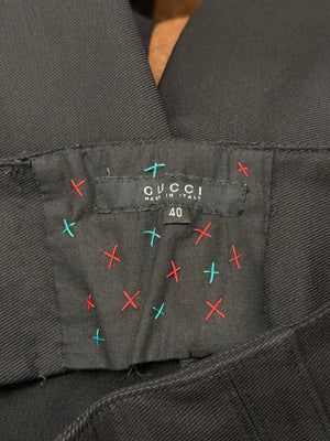 2003 Gucci black low-rise flared trousers