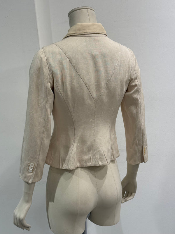 2000s Louis Vuitton structured cropped linen peplum jacket