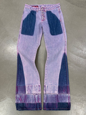 2000s Jean Paul Gaultier flared patchwork jeans