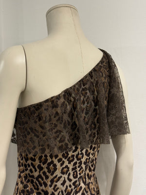 2000s Dolce & Gabbana leopard one shoulder top