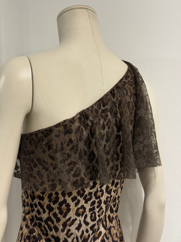 2000s Dolce & Gabbana leopard one shoulder top