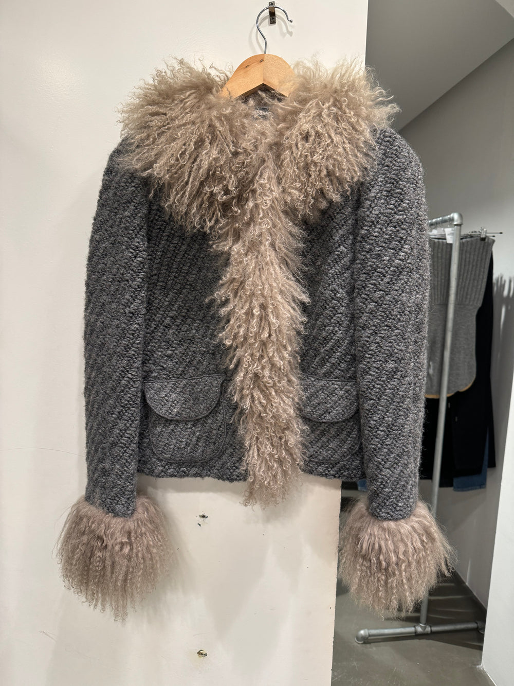 2000s Dolce & Gabbana real lamb wool fur jacket