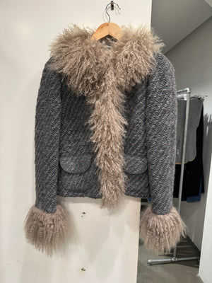 2000s Dolce & Gabbana real lamb wool fur jacket