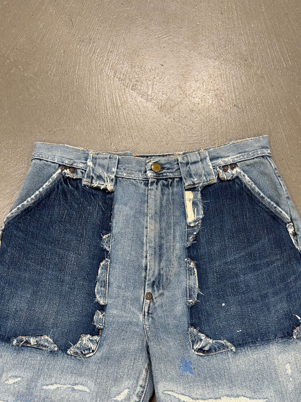 2010s Kapital distressed patchwork denim shorts
