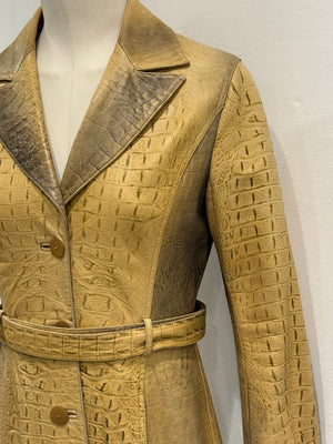 A/W2000 Roberto Cavalli runway croc embossed leather trench coat