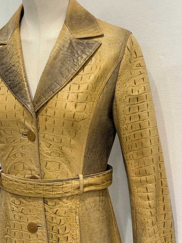 A/W2000 Roberto Cavalli runway croc embossed leather trench coat