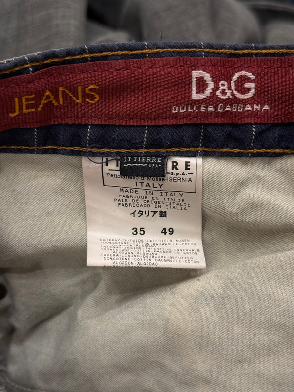 2003 Dolce & Gabbana asymmetrical heavy faded jeans