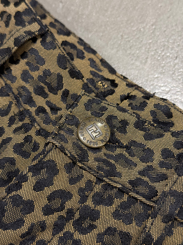 2000s Fendi straight pants with leopard print