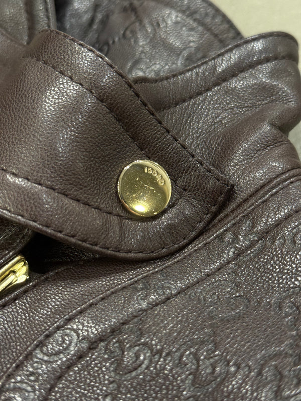 2000s Gucci monogram military leather jacket