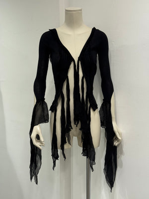 2000s Jean Paul Gaultier sheer ribbon-tie corset blouse
