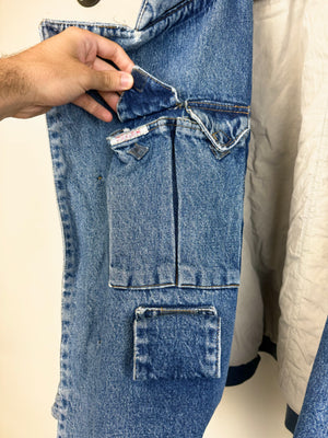 1980s Katharine Hamnett padded denim double breasted bomber