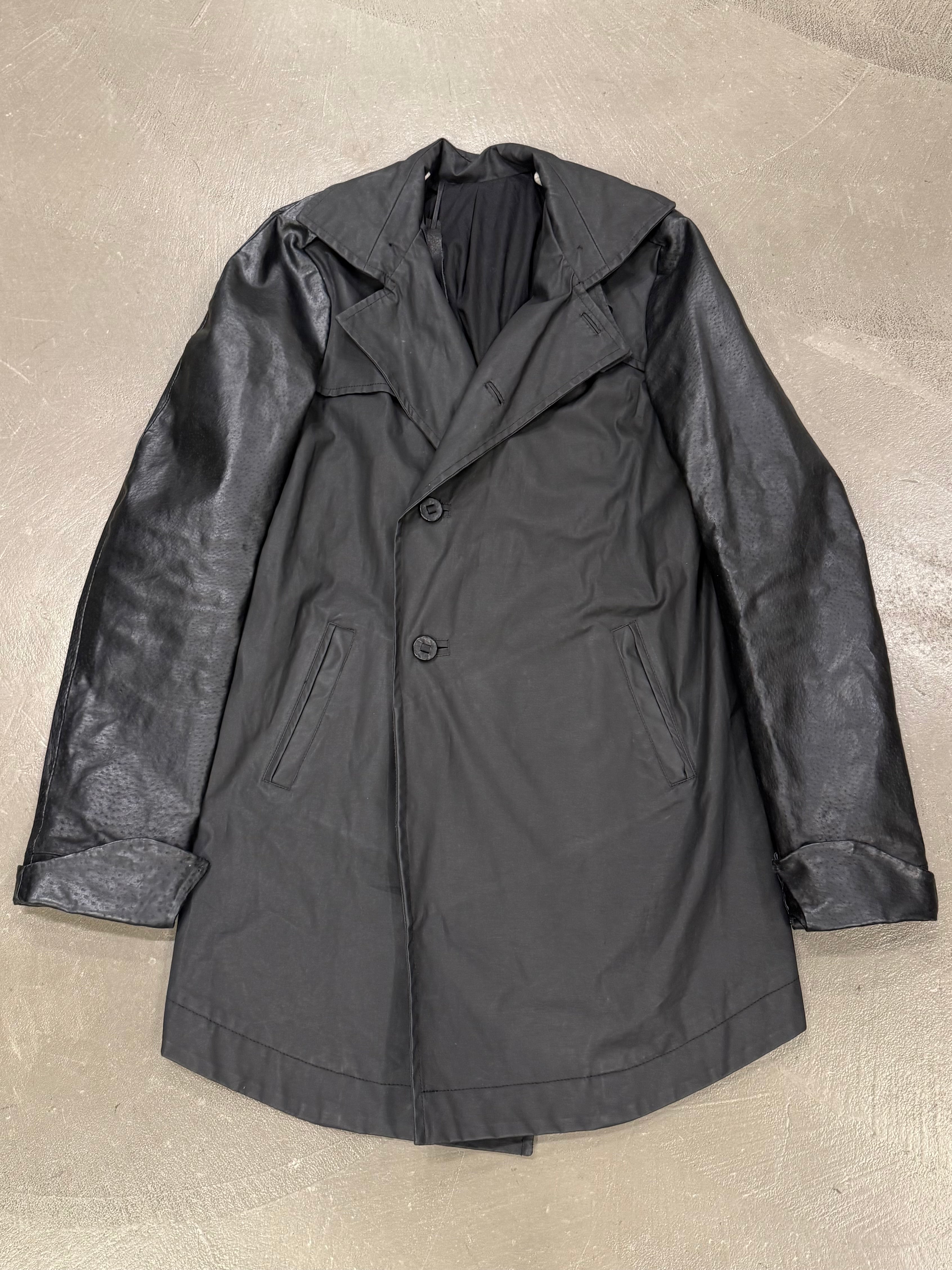 S/S2013 Boris Bidjan Saberi runway hybrid trench coat with leather sle