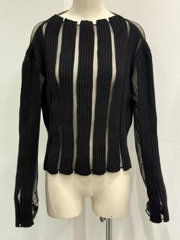 2000s Roberto Cavalli sheer transparent stripes knit