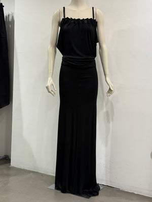 2000s Plein Sud buttons cowl-neck long evening dress
