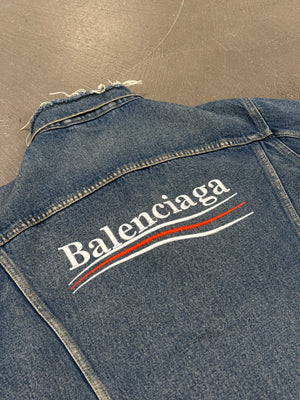 2016 Balenciaga back embroidered logo denim jacket