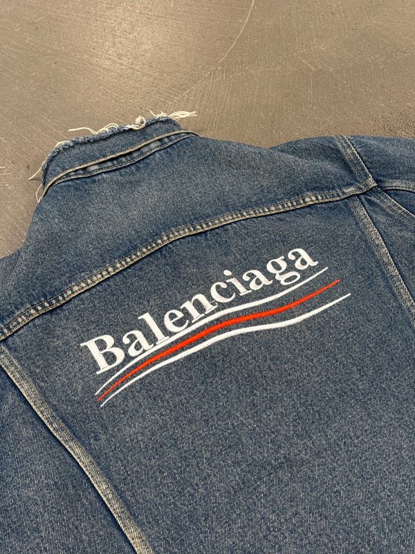 2016 Balenciaga back embroidered logo denim jacket