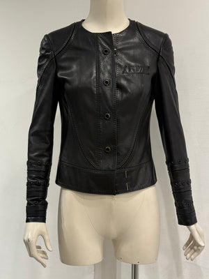 S/S2004 Gucci by Tom Ford collarless panel leather jacket
