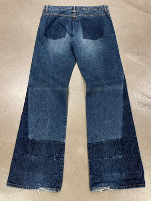 2000s Jean Paul Gaultier flared patchwork jeans
