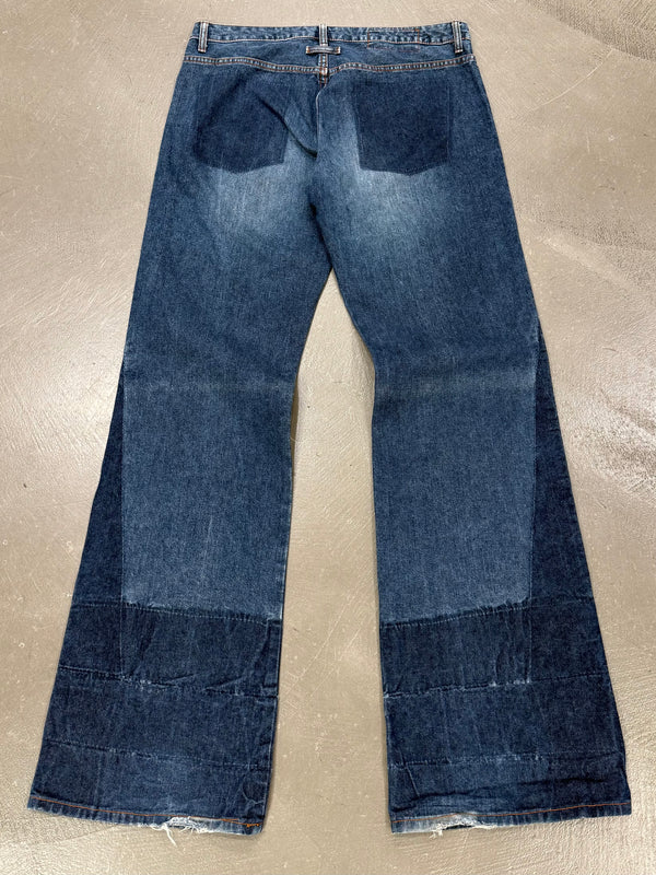 2000s Jean Paul Gaultier flared patchwork jeans